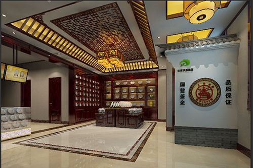 安仁古朴典雅的中式茶叶店大堂设计效果图